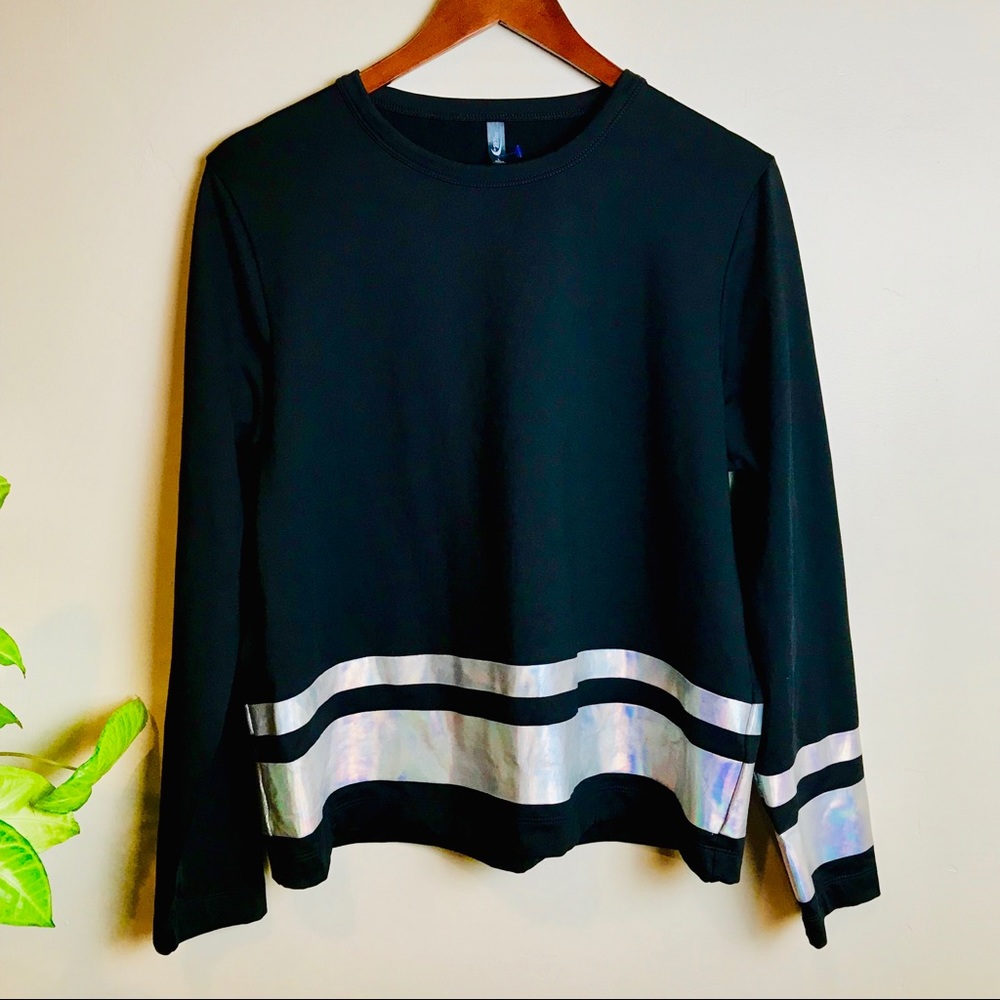 MTA Sport long sleeve blouse, metallic detail.